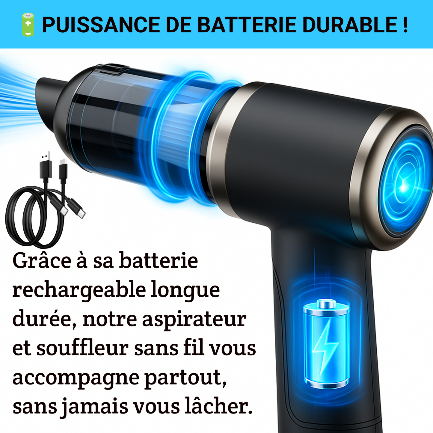 Aspirateur-Souffleur 2 en 1 Aspirez, Soufflez; un seul appareil pour tout gardez propre